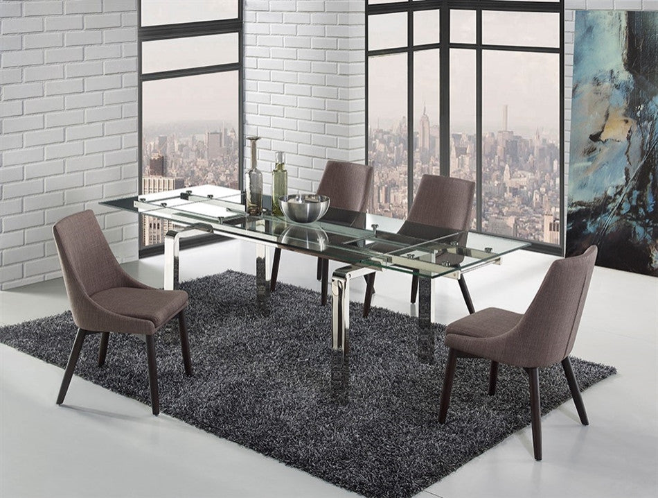 Casabianca Home Cloud Stainless Steel Extendable Dining Table