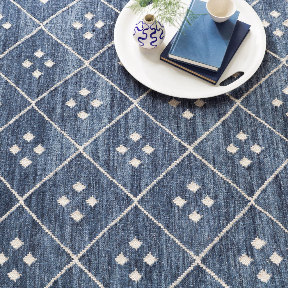 Dash & Albert Kota Indigo Handwoven Wool Rug, Blue, Runner-2'6" x 8'
