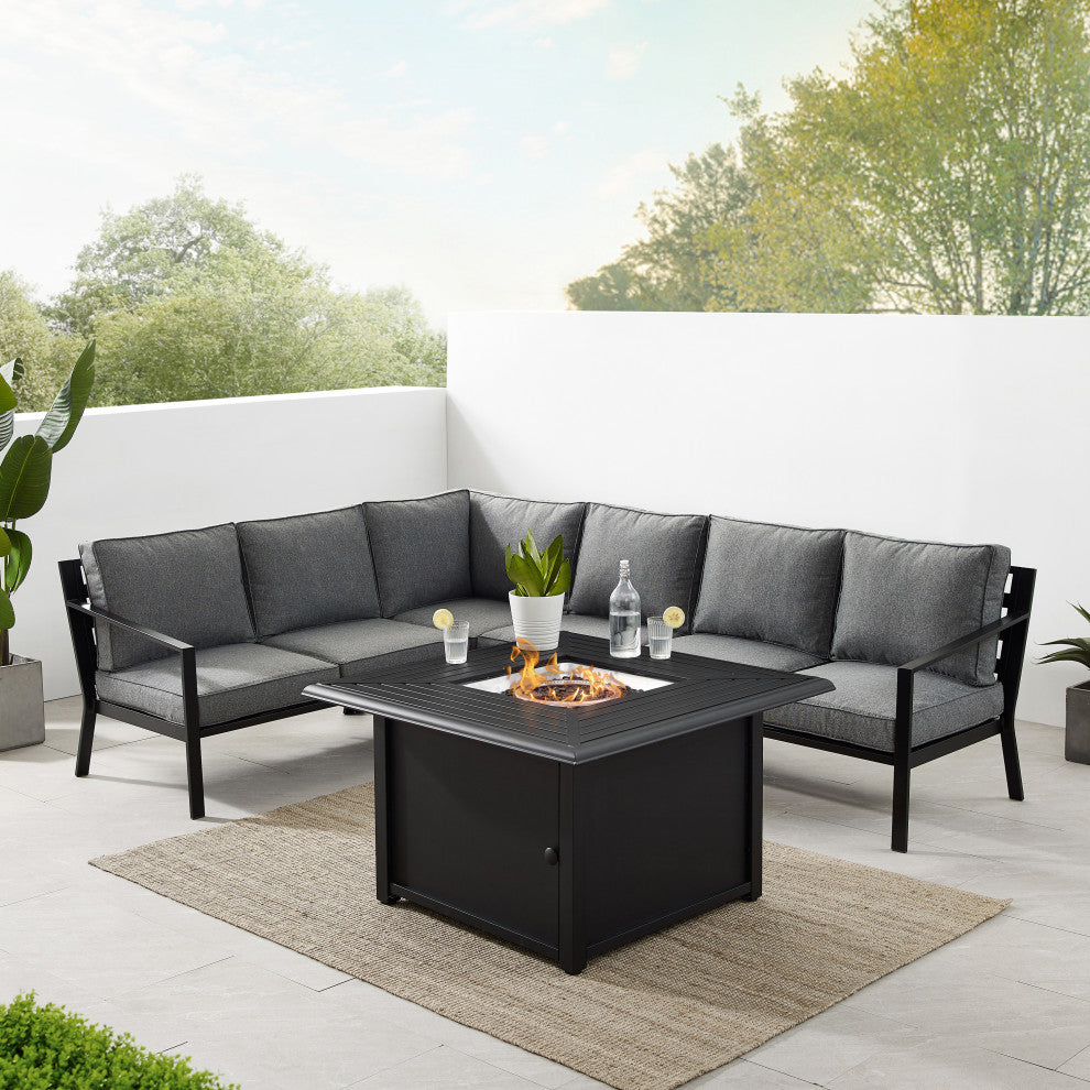 Clark 5Pc Outdoor Sectional Set With Fire Table