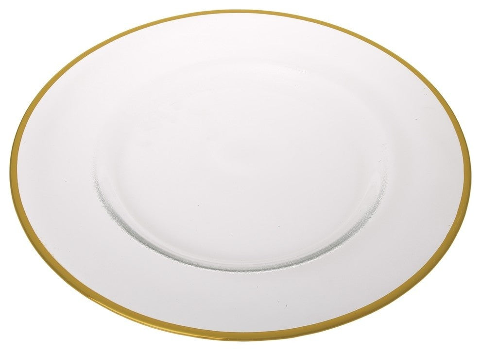 Classic Touch Clear Chargers With Gold Trim, Set of 4