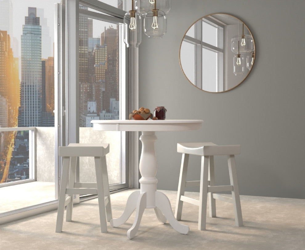 Bella Round Pedestal Bar Table, White