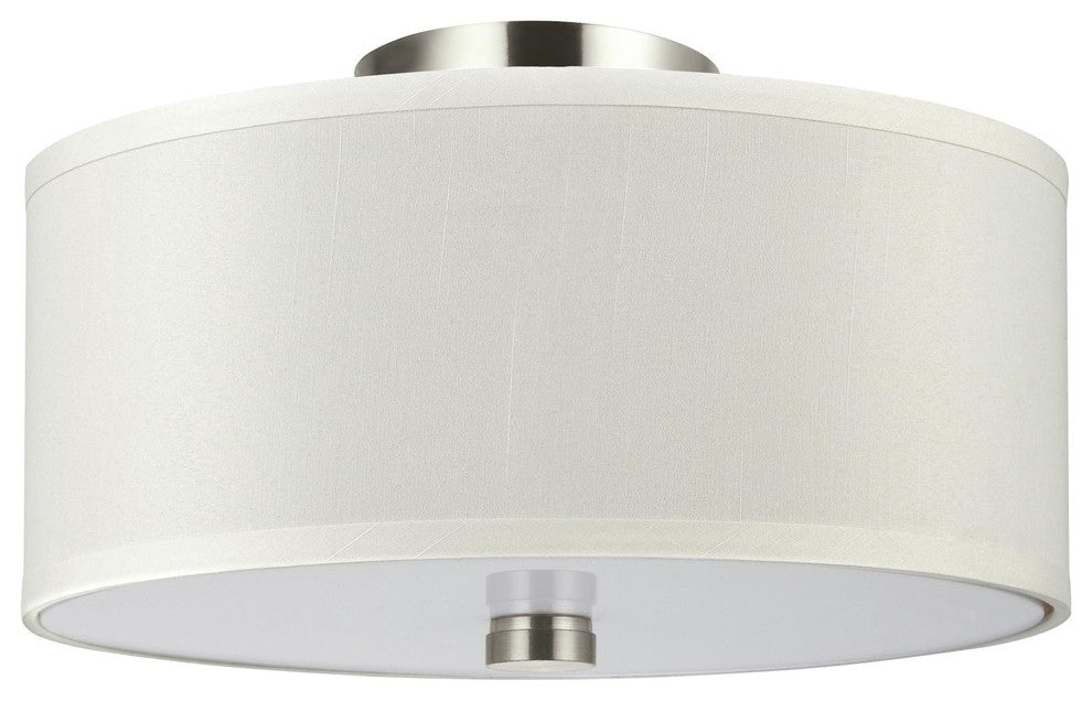 Generation Lighting 2-Light Convertible Mount, Brushed Nickel and Faux Silk