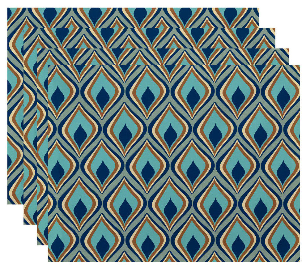 Candlelight Geometric Print Placement, Teal, Set of 4