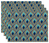 Candlelight Geometric Print Placement, Teal, Set of 4