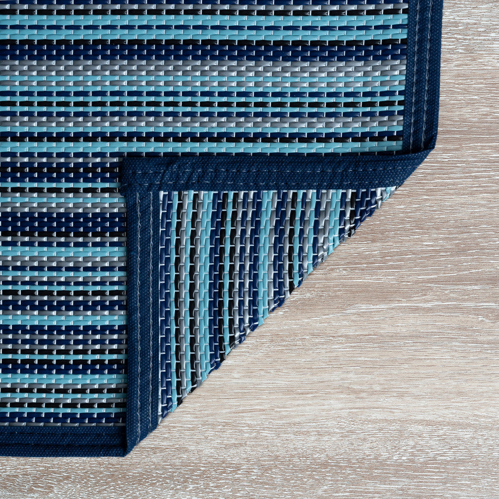 Sheffield Contemporary Stripes, Navy/Aqua, 5'x6'11"