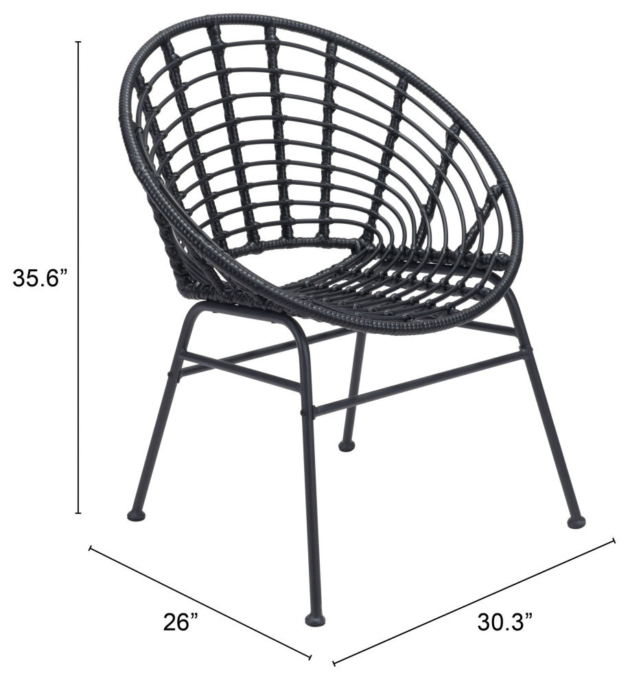Dining Chair, Set of 2, Aluminum, Metal, Black, Outdoor Patio Balcony Garden
