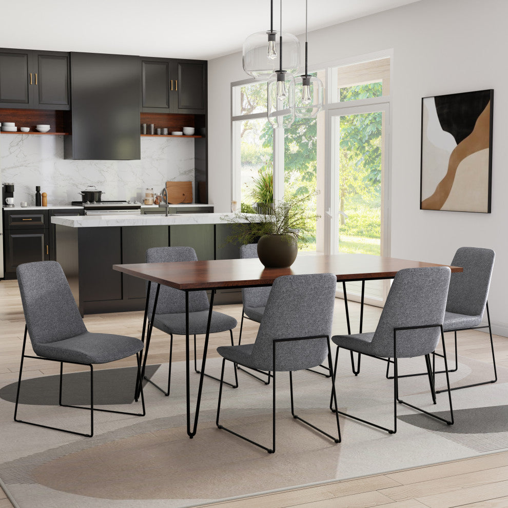 Corina Dining Chair (Set of 2) in Grey Linen Look Fabric