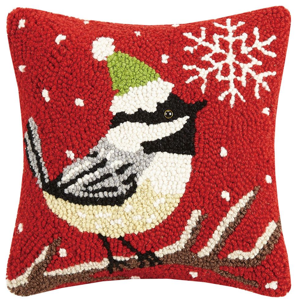 Chickadee With Snowflake Hook Pillow
