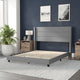 Hollis Upholstered Platform Bed with Wingback Headboard w/Mattress Foundation, Gray, Queen