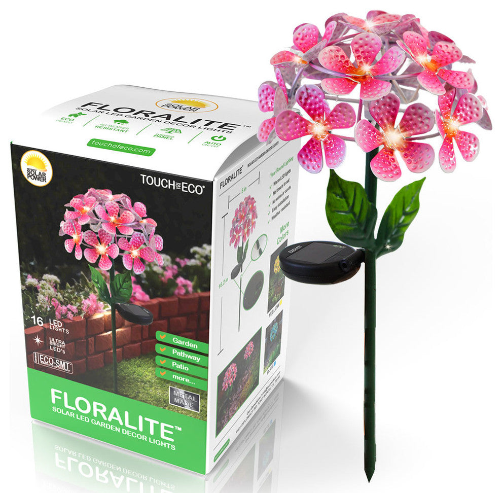 Solar LED Metal Flower Stake Lights, Pink
