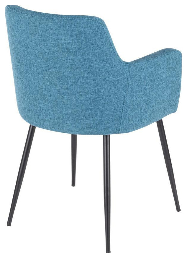 Andrew Contemporary Dining/Accent Chair in Black with Teal Fabric - Set of 2