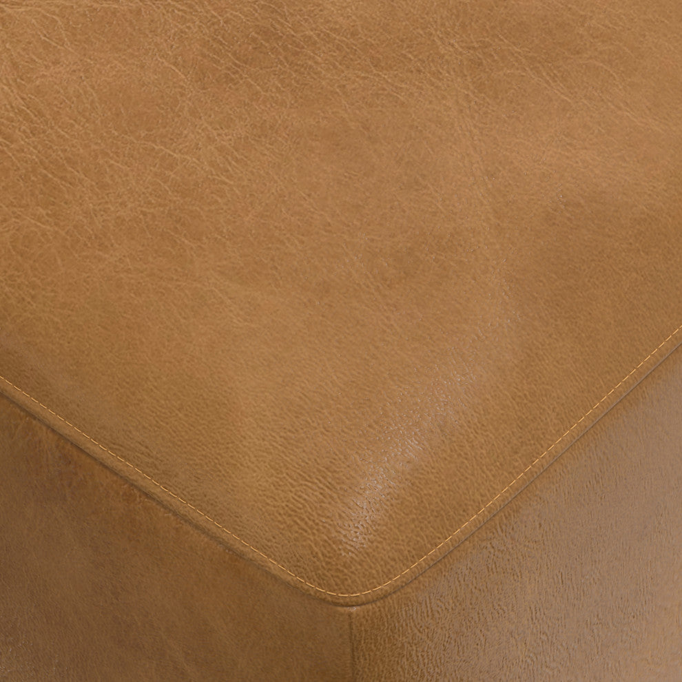 Rex Ottoman in Genuine Leather , Fully Assembled