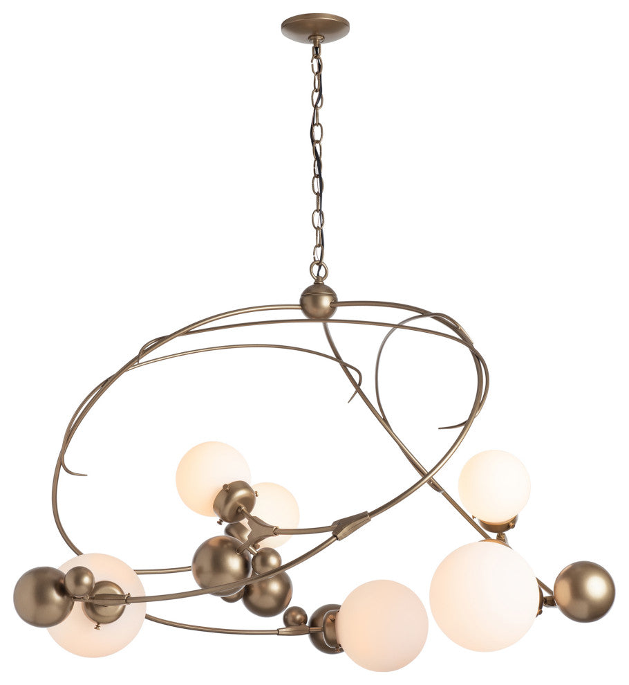 Sprig Circular Pendant, Soft Gold Finish, Opal Glass