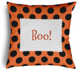 Halloween Boo Dots Accent Pillow Removable Insert, Traditional Orange, 18"x18"