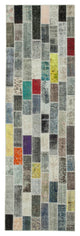 Rug N Carpet - Handwoven Turkish 3' 1" x 9' 11" Overdyed Patchwork Runner Rug
