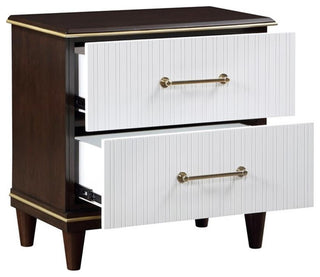 Lexicon Niles Wood Nightstand in 2-Tone with Gold Trim (White & Cherry)
