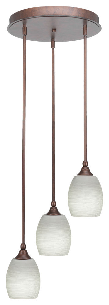 Empire 3-Light Cluster Pendalier, Bronze/White Linen