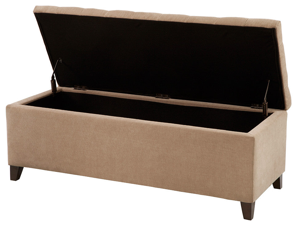 Madison Park Shandra Upholstered Soft Close Storage Bench, Sand Taupe