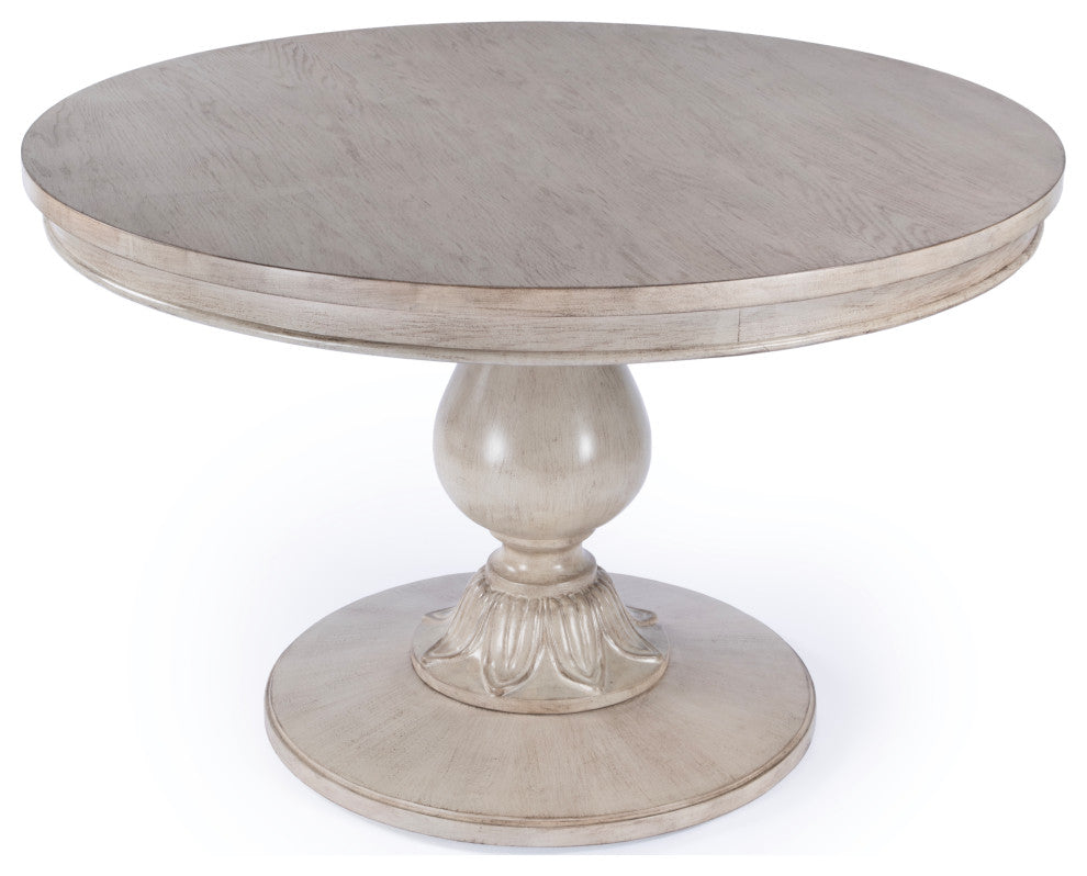 Evie 48" Round Pedestal Dining Table, Driftwood