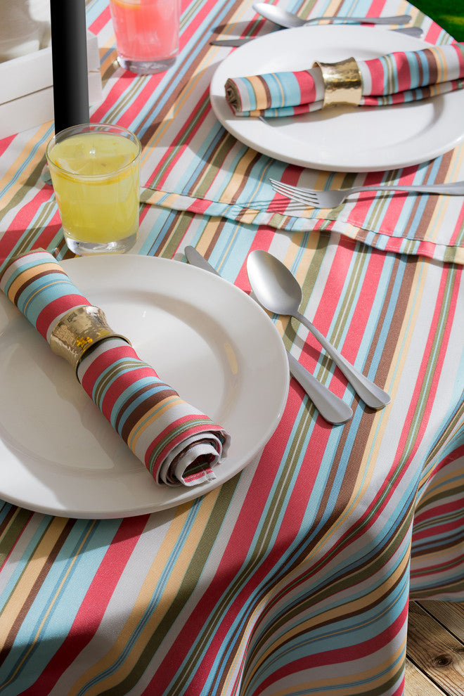 DII Summer Stripe Outdoor Tablecloth With Zipper 60 Round