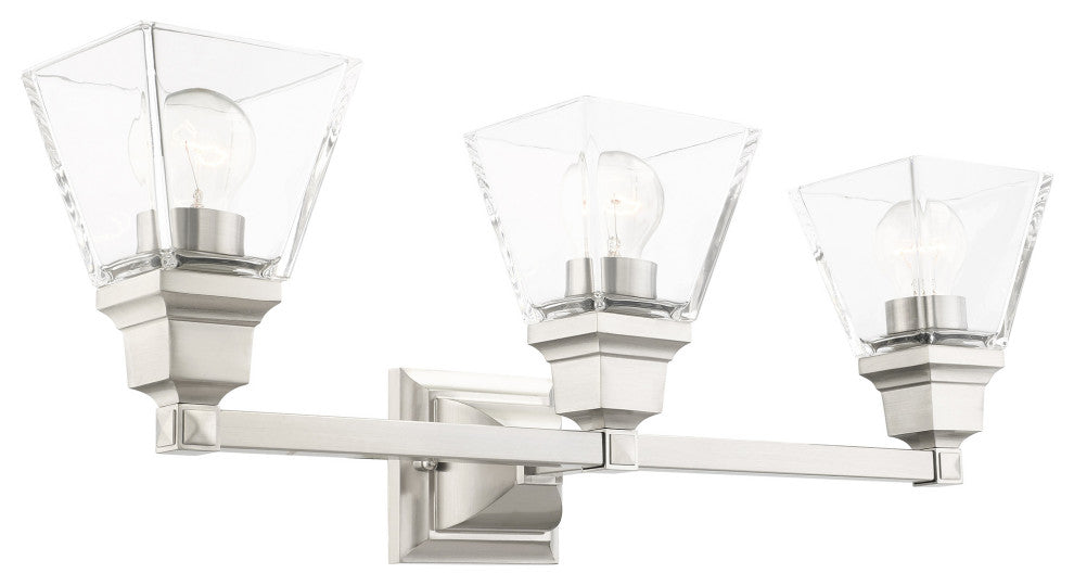 Livex Lighting Mission 3 Light Brushed Nickel Vanity Sconce