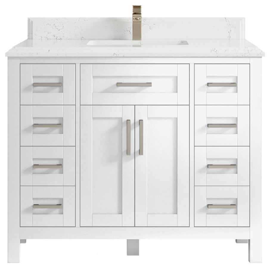 Cambridge 42 Single Sink Bath Vanity in White 1.5" Empira Quartz
