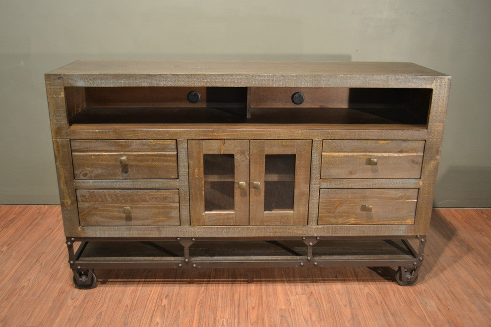 Greenview 62" Forged Iron Base TV Stand