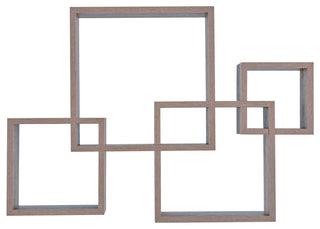 Danya B Intersecting Cube Shelves, Weathered Oak