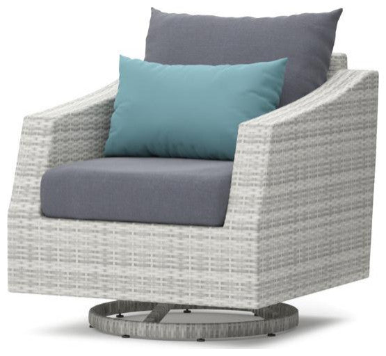 Cannes 5 Piece Aluminum Outdoor Patio Motion Club Chair and Ottoman Set, Gray