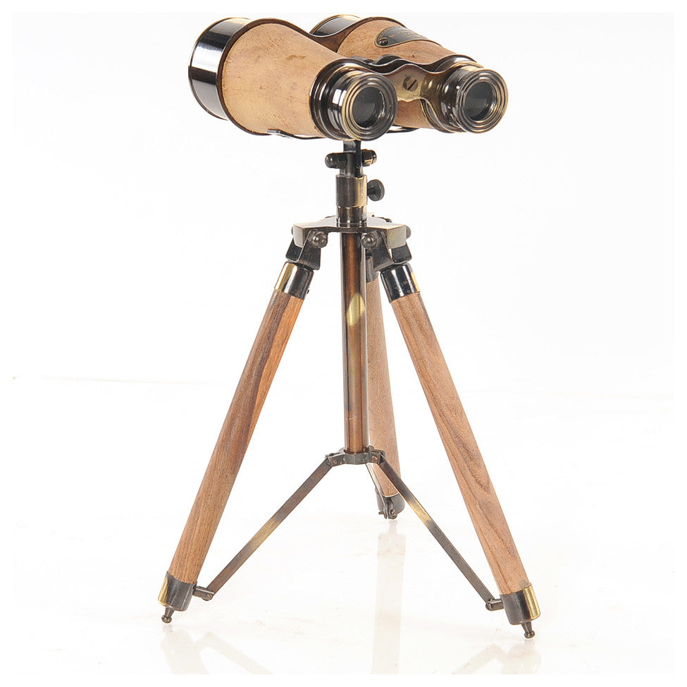 Wood/Brass Binocular On Stand