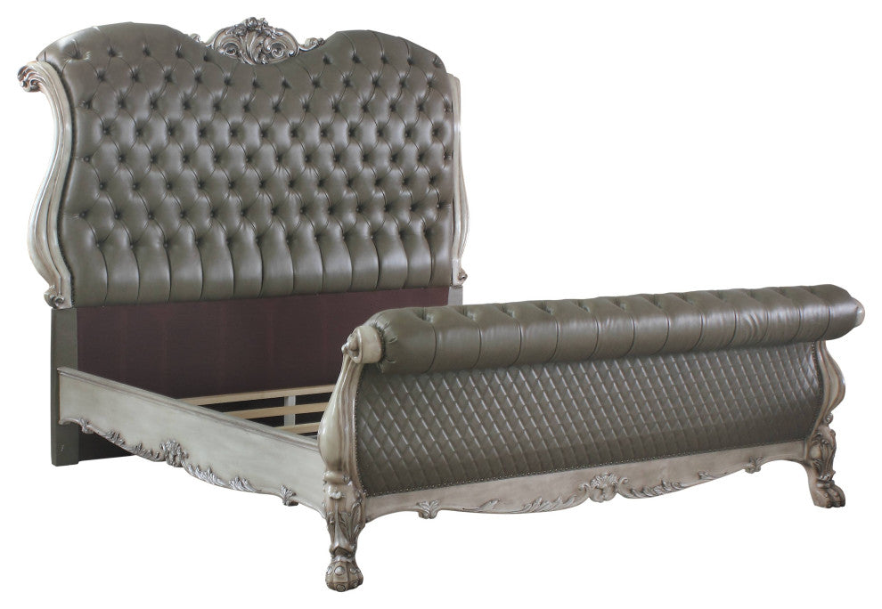 Jazlyn Ornamental Baroque Standard Bed, Vintage Bone White, California King