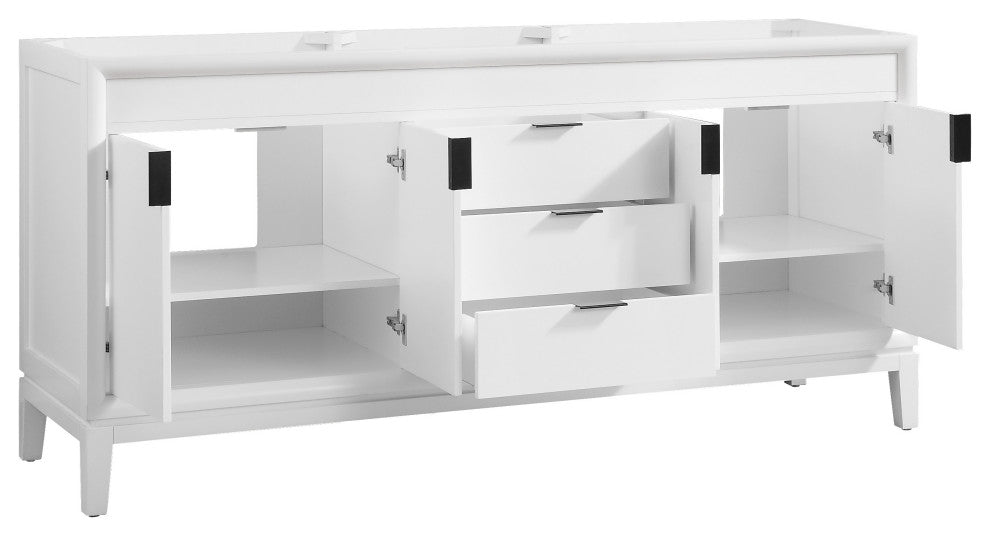 Avanity Emma 73" Vanity Combo, White, Carrara White Marble Top