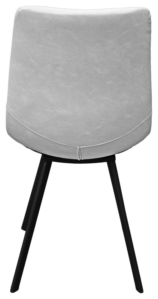 Markley Modern Leather Dining Chair With Metal Legs Set of 2, Light Gray