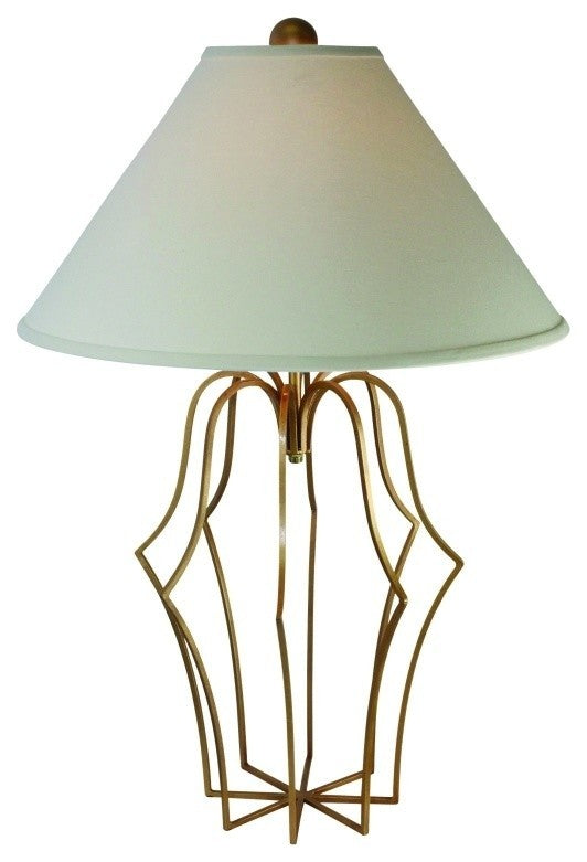 Contemporary Iron Gold Open Cage Table Lamp, Metal Modern Sculpted