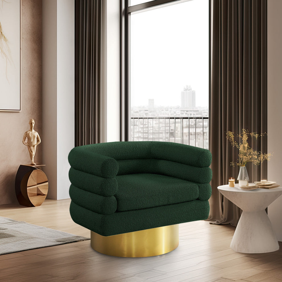 Tessa Boucle Fabric Upholstered Accent Chair, Green