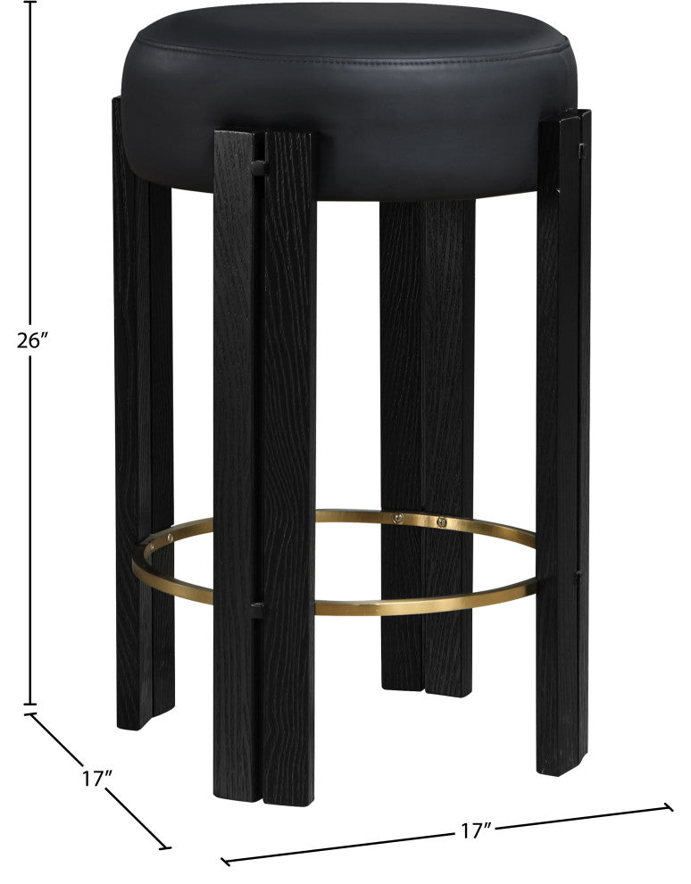 Harrison Upholstered Counter Stool, Black, Black Finish