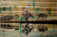 "Green/Yellow Splashes" Painting Print on Natural Pine Wood, 36"x24"