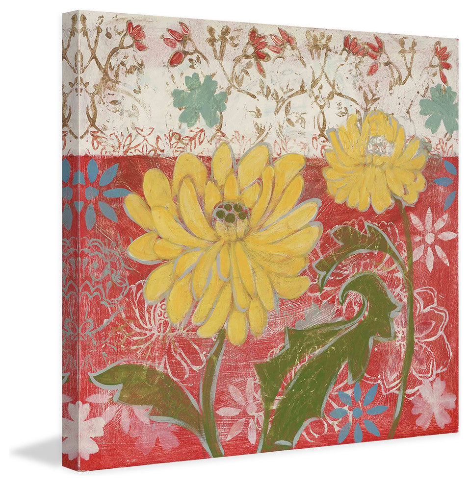"Yellow Flowers 1" Painting Print on Wrapped Canvas
