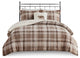 Woolrich Alton Plush to Sherpa Winter Comforter Set, Plaid Taupe, King