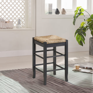 Square Rush Backless Counter Bar Stool, Charcoal Gray