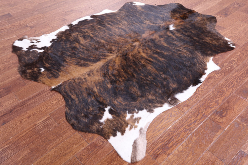 6' 7" X 5' 8" Brindle Natural Cowhide Rug C2317