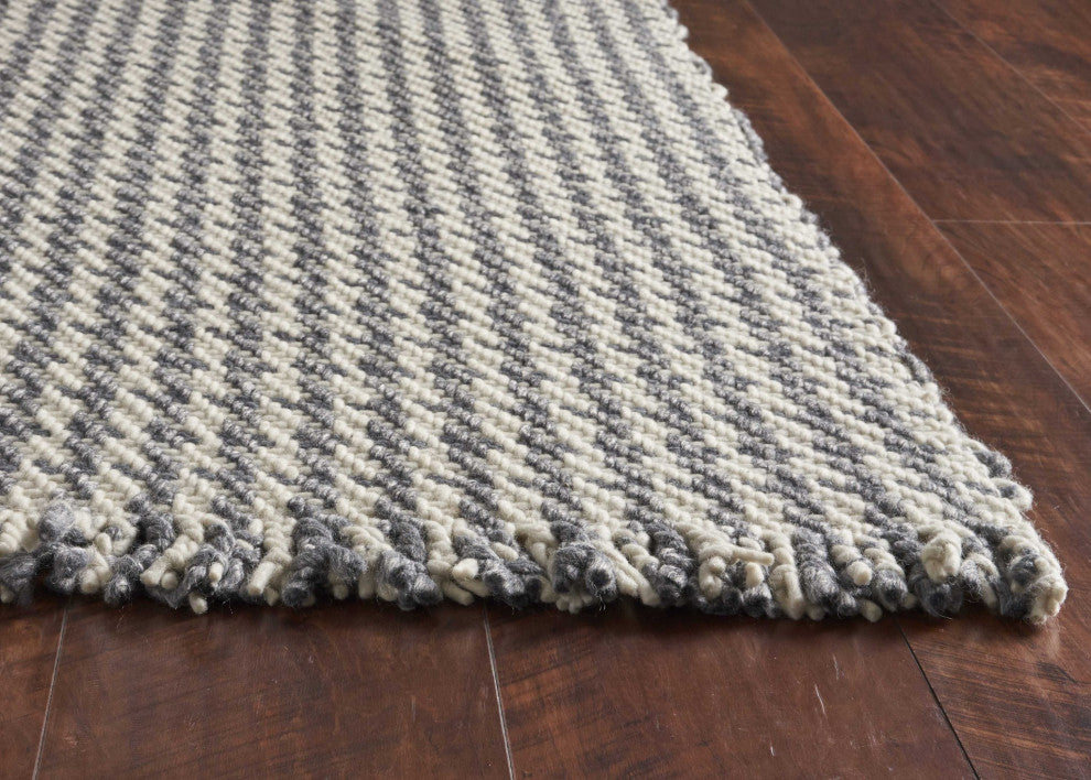 HomeRoots 8 x 11 Wool Ivory or Grey Area Rug