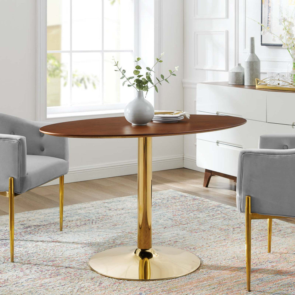 Verne 48" Oval Dining Table Gold Walnut -4751