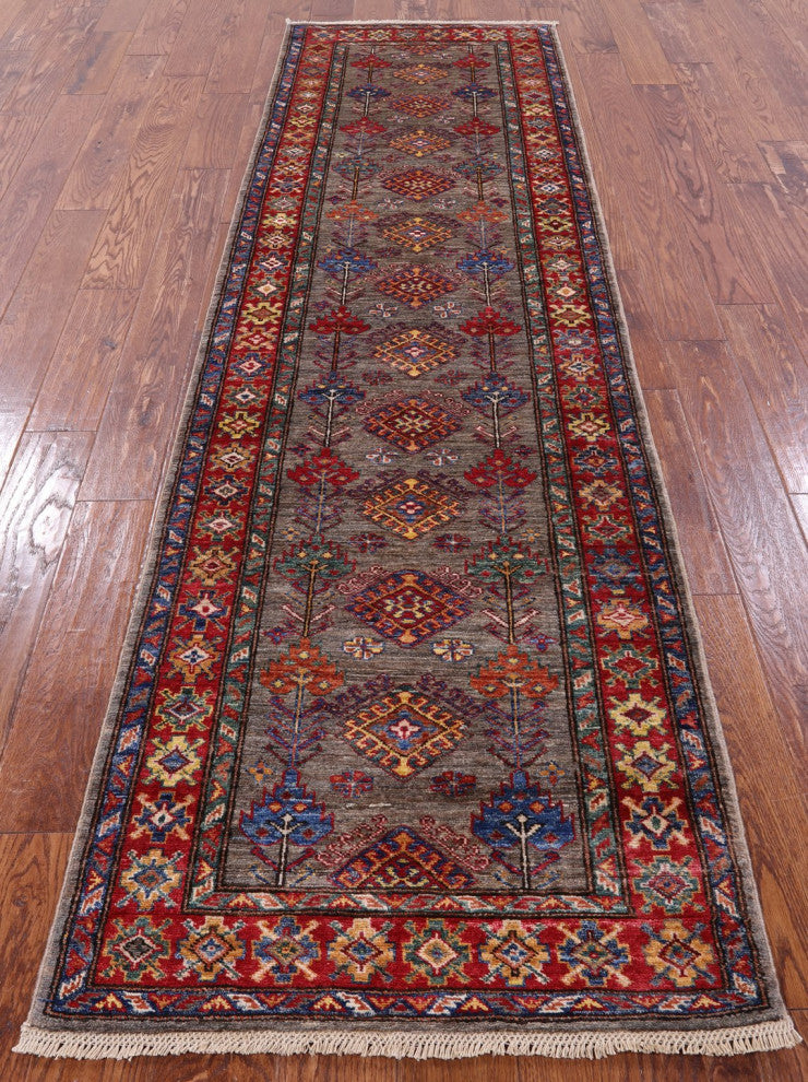 2' 8" X 9' 1" Runner Super Kazak Hand Knotted Wool Rug Q7712