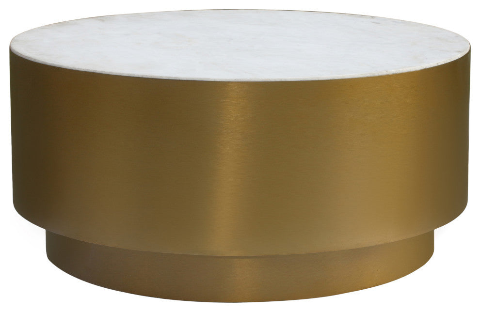 Presley Coffee Table, Marble Top, Brushed Gold Metal Base