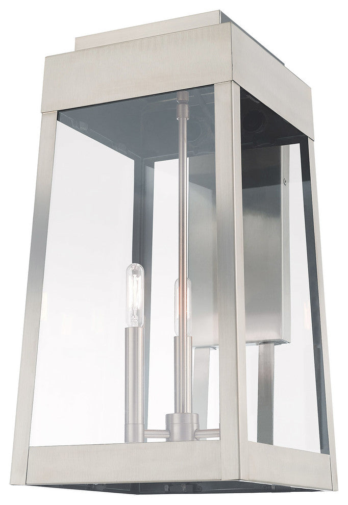 Transitional Outdoor Wall Lantern, Brushed Nickel
