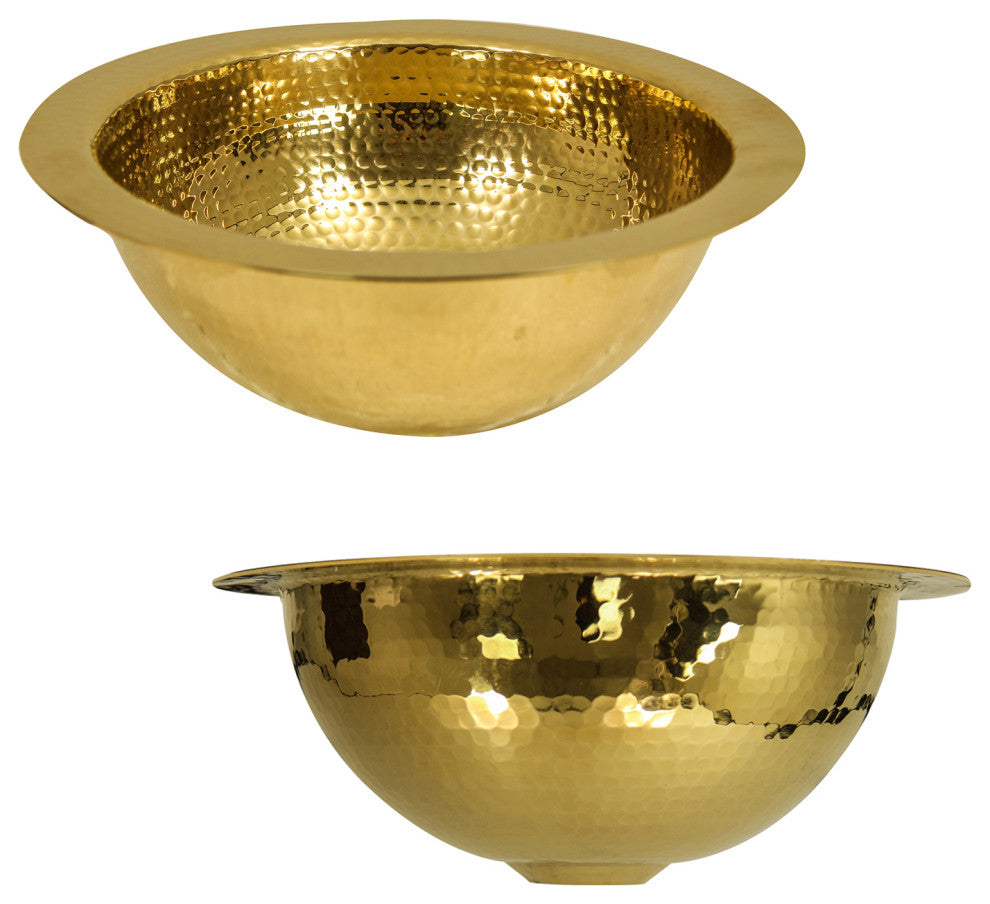 Nantucket Sinks 13" Hand Hammered Brass Round Undermount Bar Room Sink