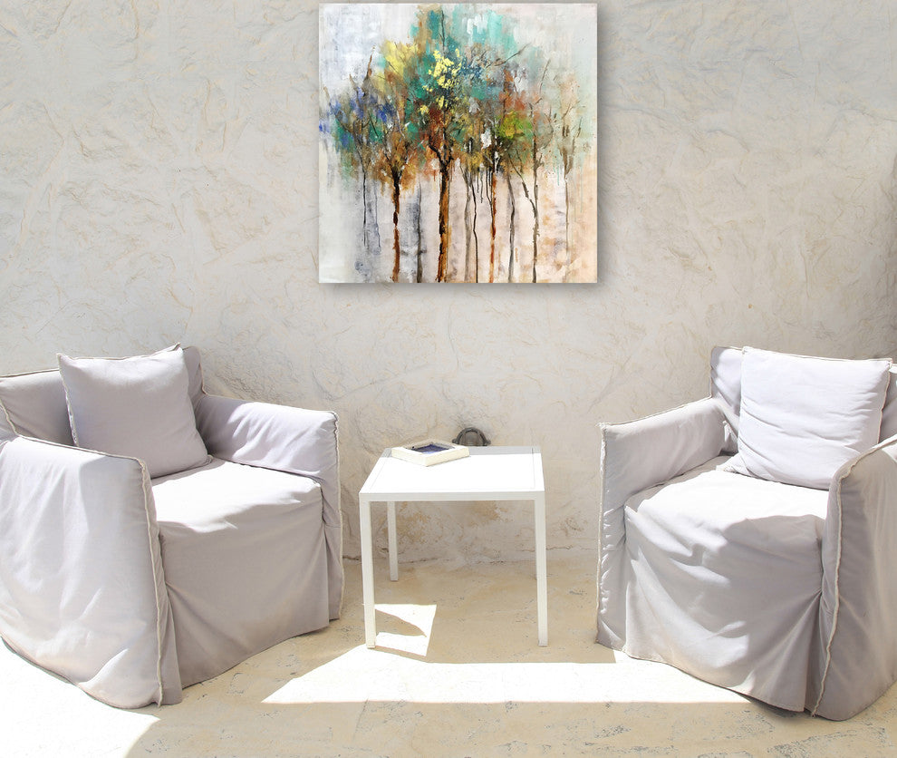 "Color Me Trees" Hand Painted Canvas Art - Wrapped Canvas Painting