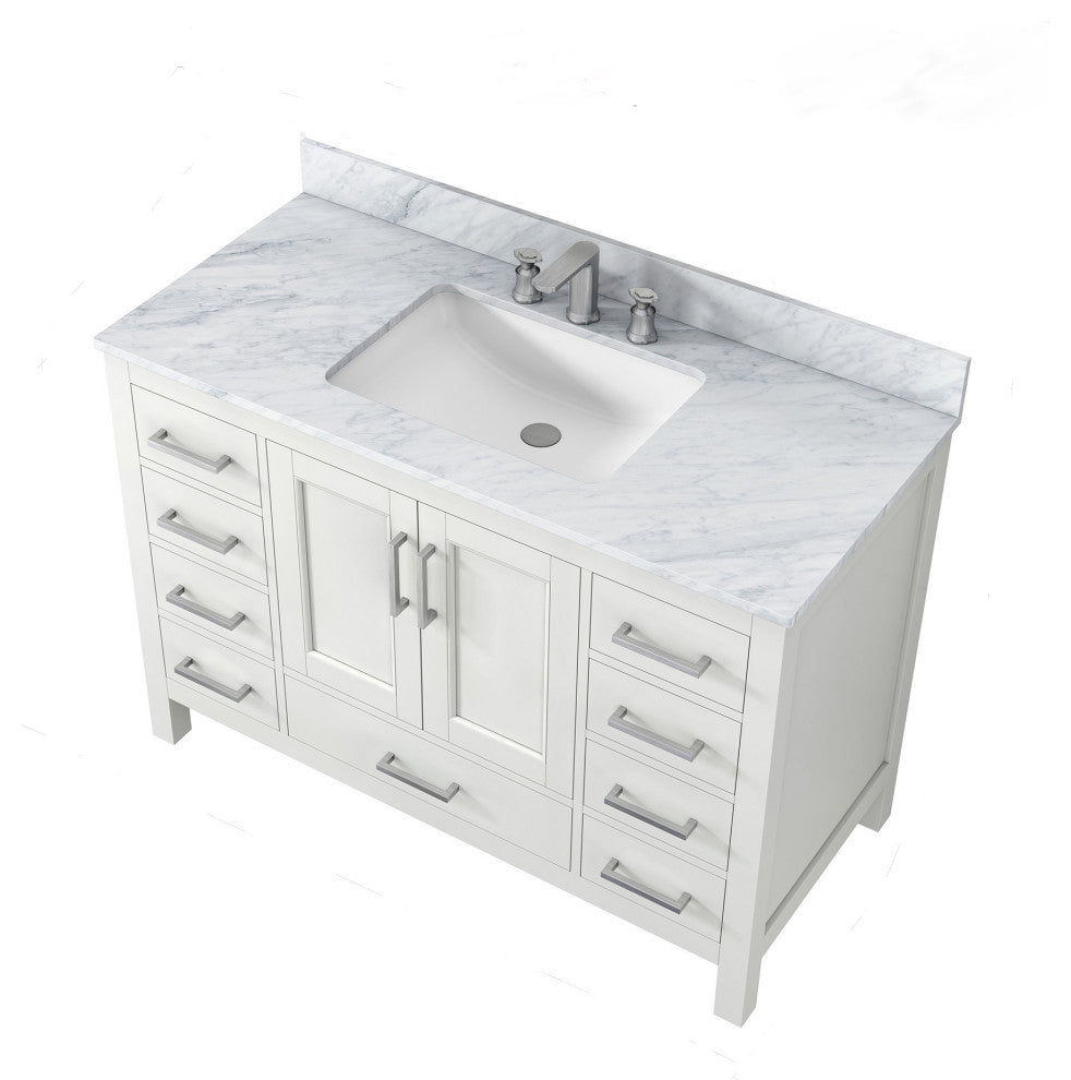 48 inch Plywood Freestanding Bathroom Vanity Set with Drawer and Doors, Matte White