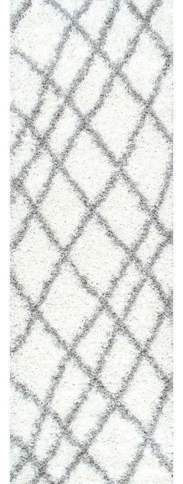 Nuloom Beyazit Machine-Made Easy Shag Rug, White 2'8"x8'Runner